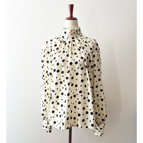 Vintage 80s Jordan Polka Dot Turtleneck Blouse Size Small - Picture 4 of 7